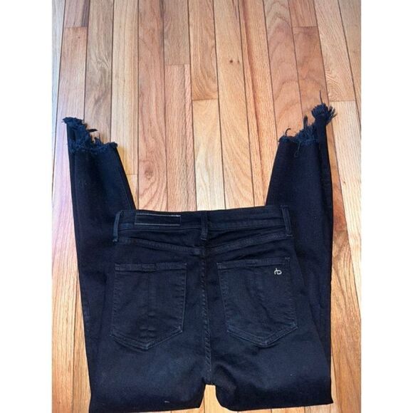 Rag & Bone 10 Inch Capri Raw Step Hem Skinny Jeans in Black Hampton - Size 25 - Picture 5 of 6